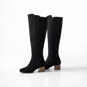 Style & Co Black Suede Knee-High block heel Boots Women's Size 6